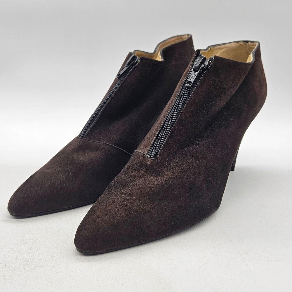 Left & Right Shoes Womens Size 10 Brown Suede Ankle Booties Zip Spain Heels